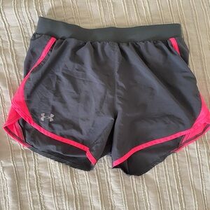 Under Armour Women's Gray Athletic Shorts with Pink Trim